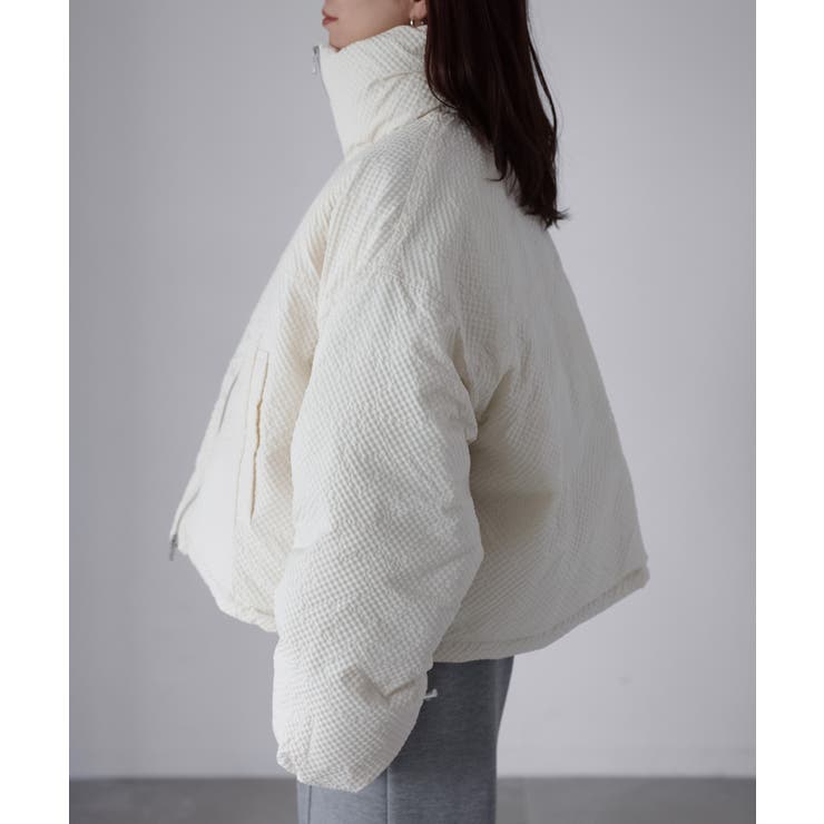 チェックサッカースタンドカラーショートダウン | Riberry | 詳細画像41 