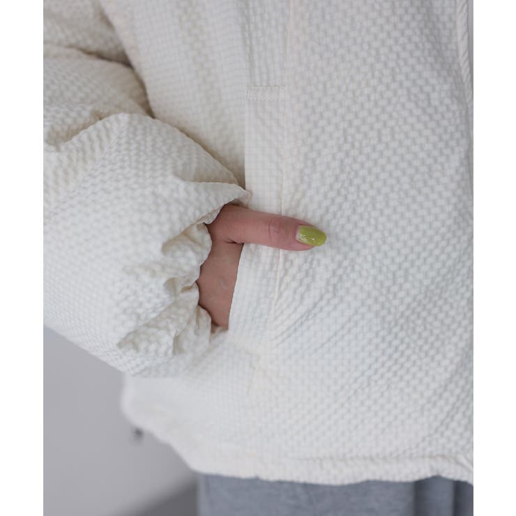 チェックサッカースタンドカラーショートダウン | Riberry | 詳細画像43 