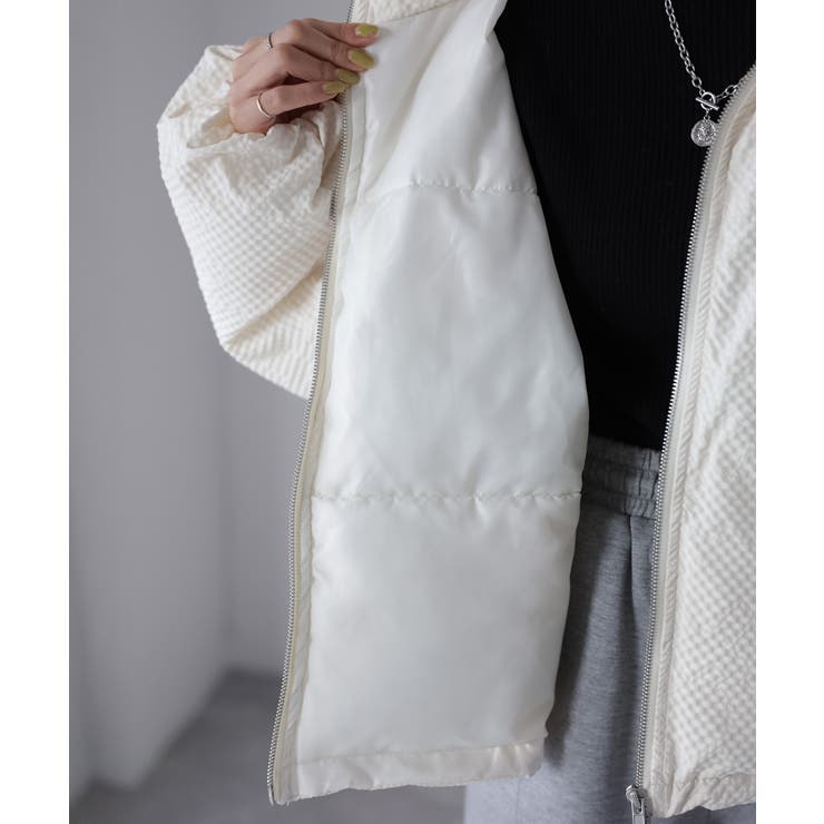 チェックサッカースタンドカラーショートダウン | Riberry | 詳細画像47 