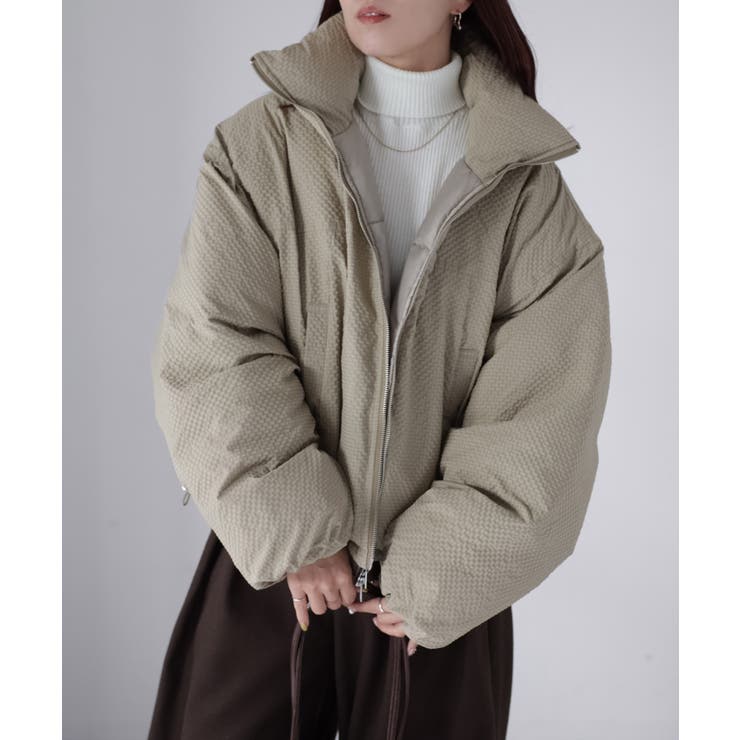 チェックサッカースタンドカラーショートダウン | Riberry | 詳細画像6 