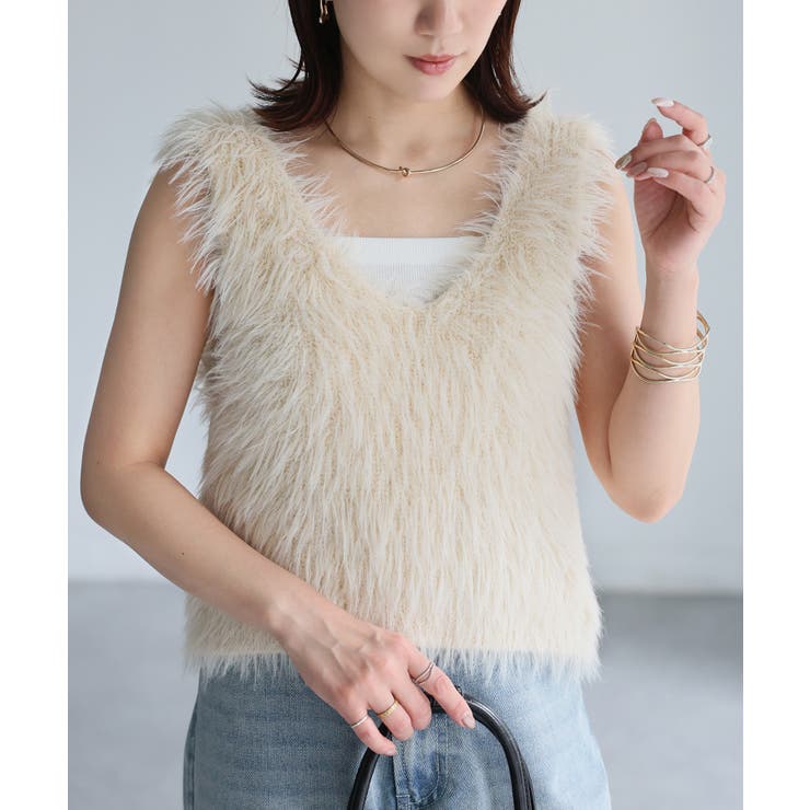 前後2WAYシャギーニットビスチェ | Riberry | 詳細画像1 