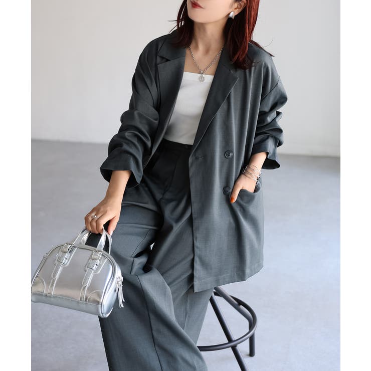 ダブルジャケット+ワイドパンツセットアップ | Riberry | 詳細画像1 