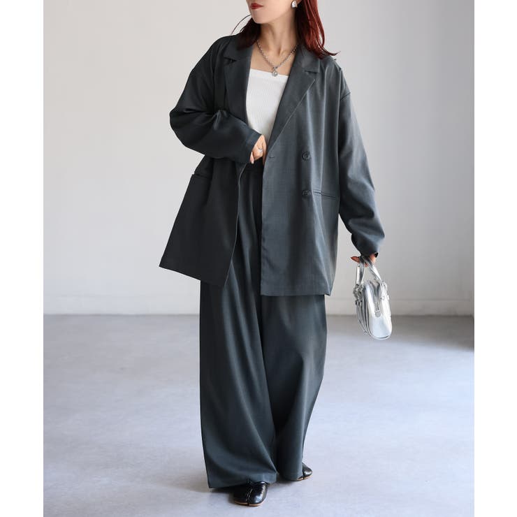 ダブルジャケット+ワイドパンツセットアップ | Riberry | 詳細画像10 