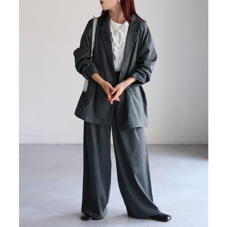 ダブルジャケット+ワイドパンツセットアップ | Riberry | 詳細画像16 