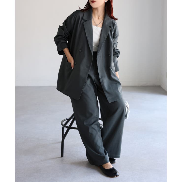 ダブルジャケット+ワイドパンツセットアップ | Riberry | 詳細画像7 