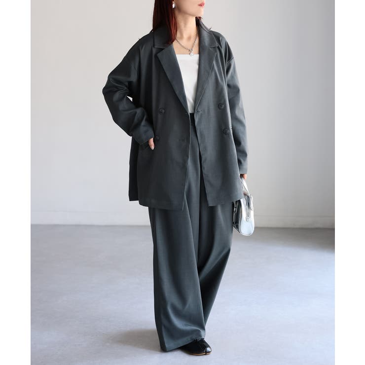 ダブルジャケット+ワイドパンツセットアップ | Riberry | 詳細画像9 