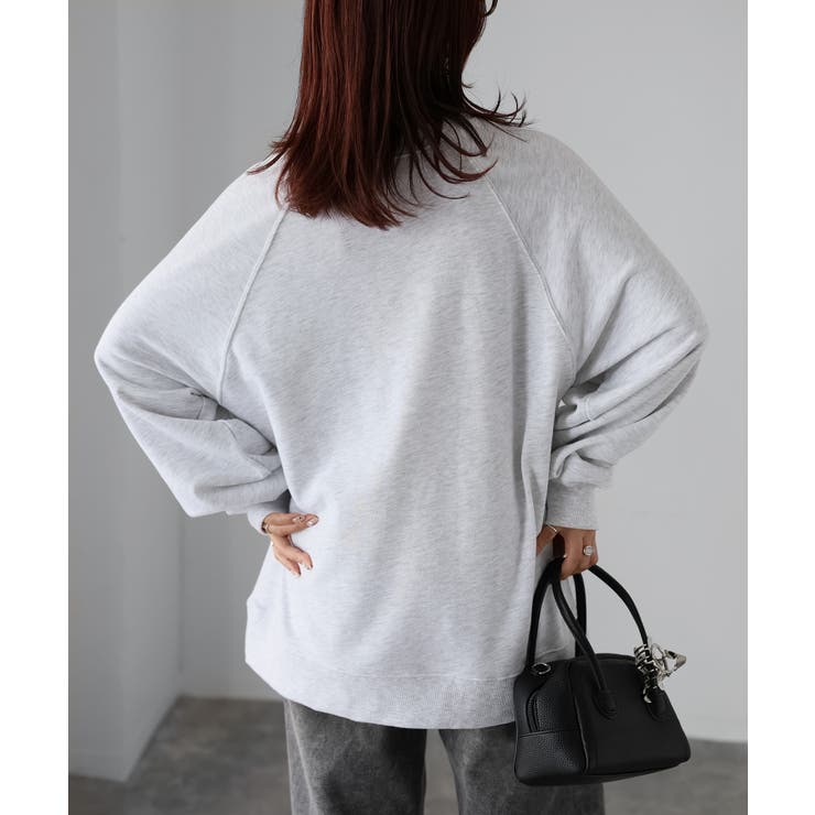 ネコ刺繍ラグランオーバーサイズ薄手スウェット | Riberry | 詳細画像13 