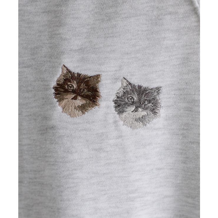 ネコ刺繍ラグランオーバーサイズ薄手スウェット | Riberry | 詳細画像21 