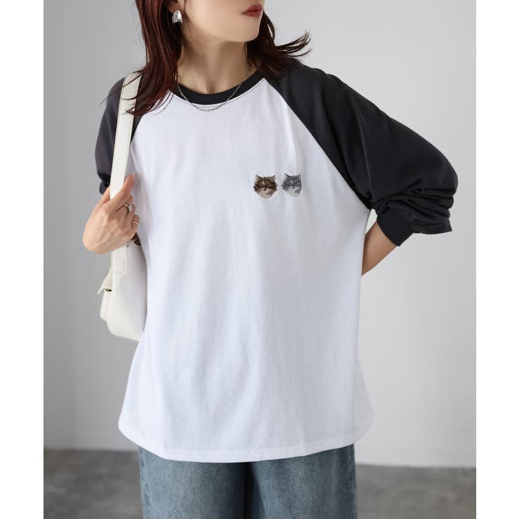 ネコ刺繍ラグランロンT | Riberry | 詳細画像15 