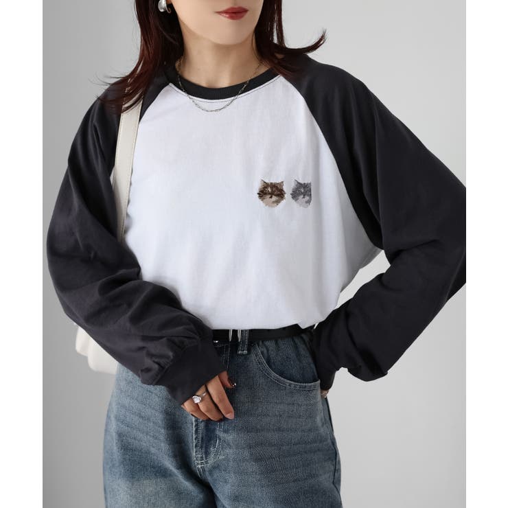 ネコ刺繍ラグランロンT | Riberry | 詳細画像2 