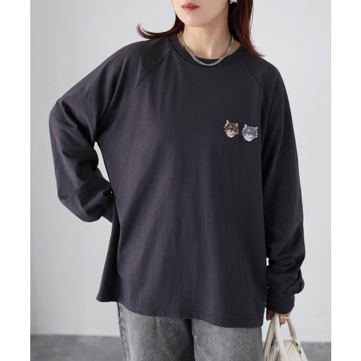 ネコ刺繍ラグランロンT | Riberry | 詳細画像25 