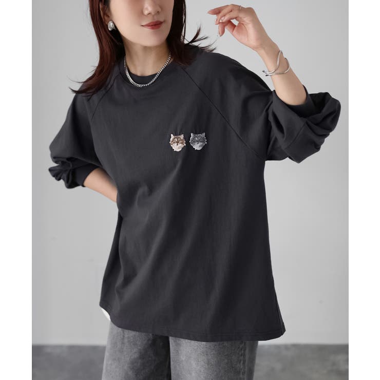 ネコ刺繍ラグランロンT | Riberry | 詳細画像30 