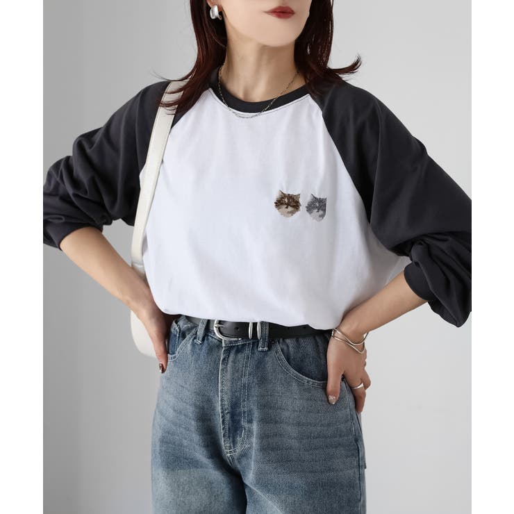 ネコ刺繍ラグランロンT | Riberry | 詳細画像6 