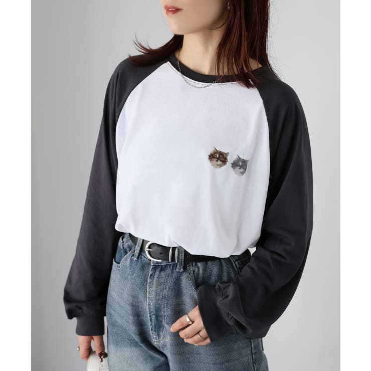 ネコ刺繍ラグランロンT | Riberry | 詳細画像7 