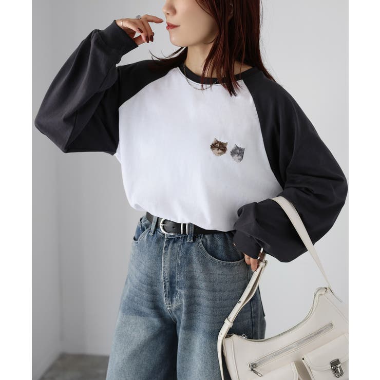 ネコ刺繍ラグランロンT | Riberry | 詳細画像8 