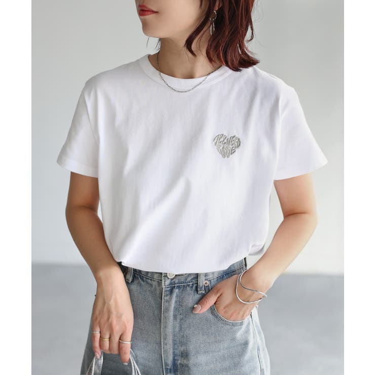 ハートロゴラメ刺繍コンパクトTシャツ | Riberry | 詳細画像12 