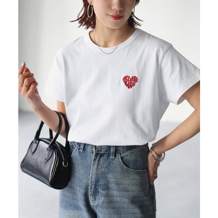 ハートロゴラメ刺繍コンパクトTシャツ | Riberry | 詳細画像2 