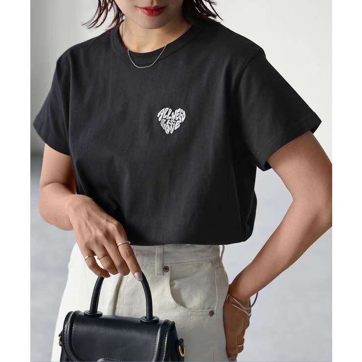 ハートロゴラメ刺繍コンパクトTシャツ | Riberry | 詳細画像22 