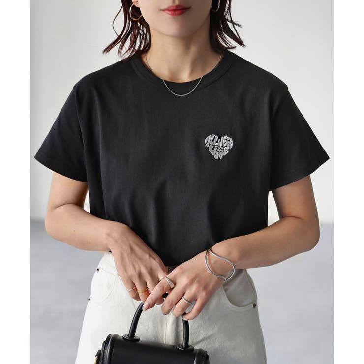ハートロゴラメ刺繍コンパクトTシャツ | Riberry | 詳細画像23 
