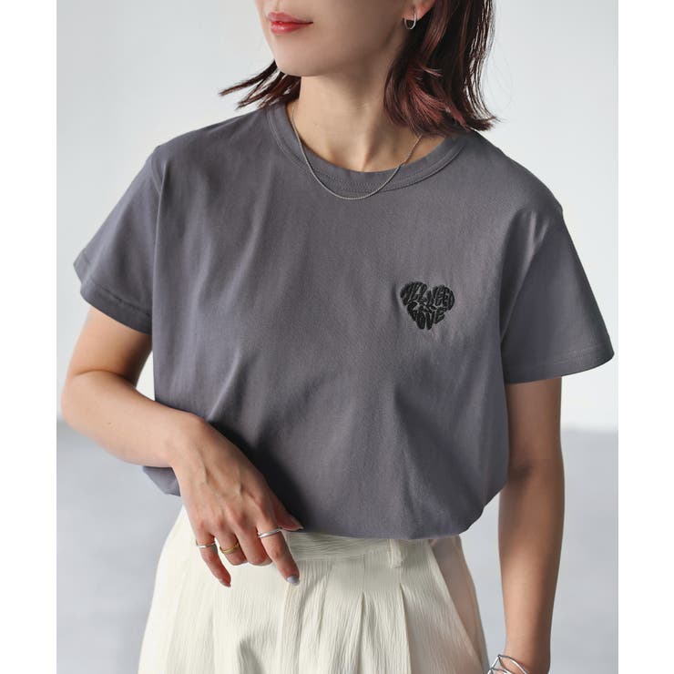 ハートロゴラメ刺繍コンパクトTシャツ | Riberry | 詳細画像27 