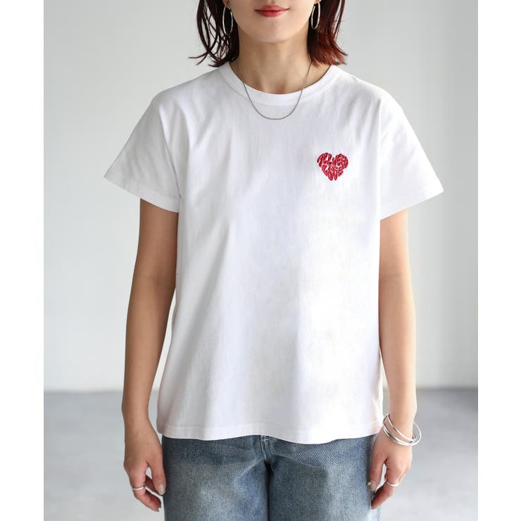 ハートロゴラメ刺繍コンパクトTシャツ | Riberry | 詳細画像34 