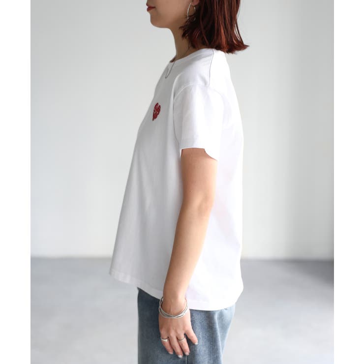 ハートロゴラメ刺繍コンパクトTシャツ | Riberry | 詳細画像35 