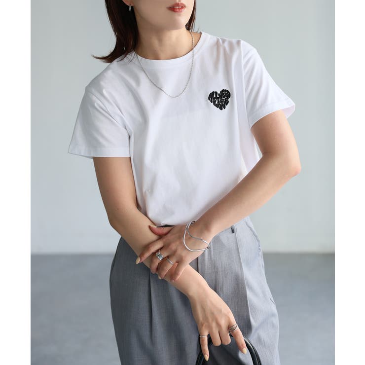 ハートロゴラメ刺繍コンパクトTシャツ | Riberry | 詳細画像6 