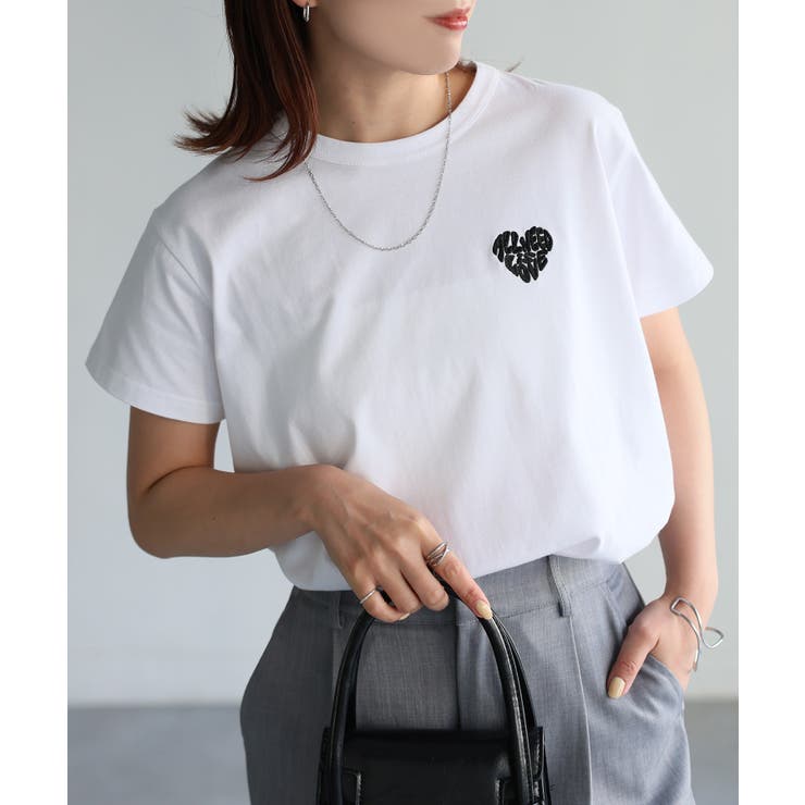 ハートロゴラメ刺繍コンパクトTシャツ | Riberry | 詳細画像7 