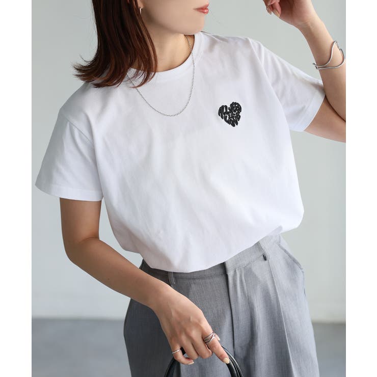 ハートロゴラメ刺繍コンパクトTシャツ | Riberry | 詳細画像8 