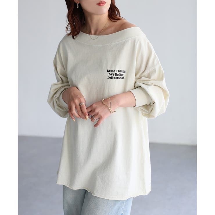 ロゴ刺繍オフショルピグメントロンT | Riberry | 詳細画像1 