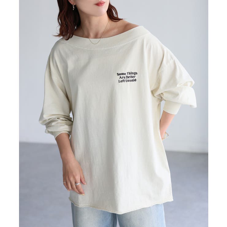 ロゴ刺繍オフショルピグメントロンT | Riberry | 詳細画像4 