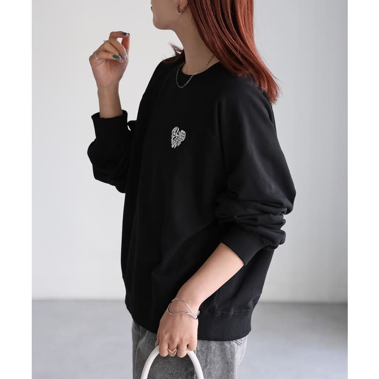 ハートロゴラメ刺繍ラグランスウェットトレーナー[品番：RBRW0000013