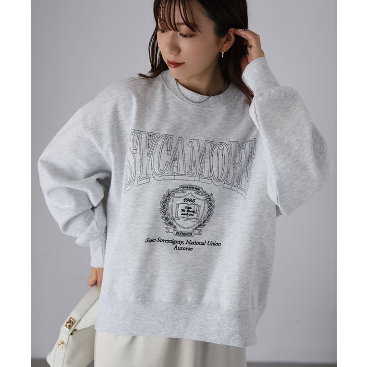 カレッジロゴ刺繍裏起毛スウェット | Riberry | 詳細画像3 
