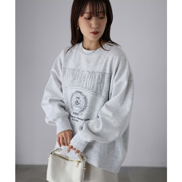 カレッジロゴ刺繍裏起毛スウェット | Riberry | 詳細画像4 