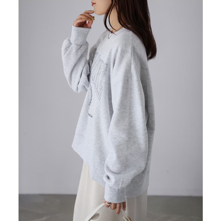 カレッジロゴ刺繍裏起毛スウェット | Riberry | 詳細画像5 