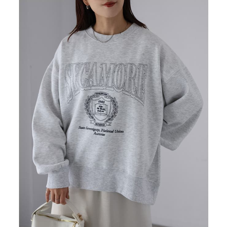 オートミール | カレッジロゴ刺繍裏起毛スウェット | Riberry