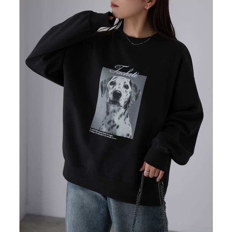 チャコールグレー | ダルメシアンプリント裏起毛スウェット | Riberry