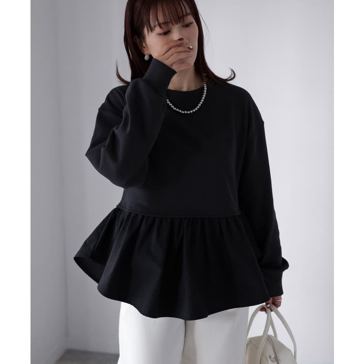 裏毛ペプラム異素材ドッキングスウェット | Riberry | 詳細画像11 