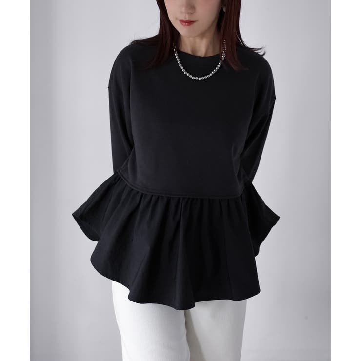 裏毛ペプラム異素材ドッキングスウェット | Riberry | 詳細画像12 