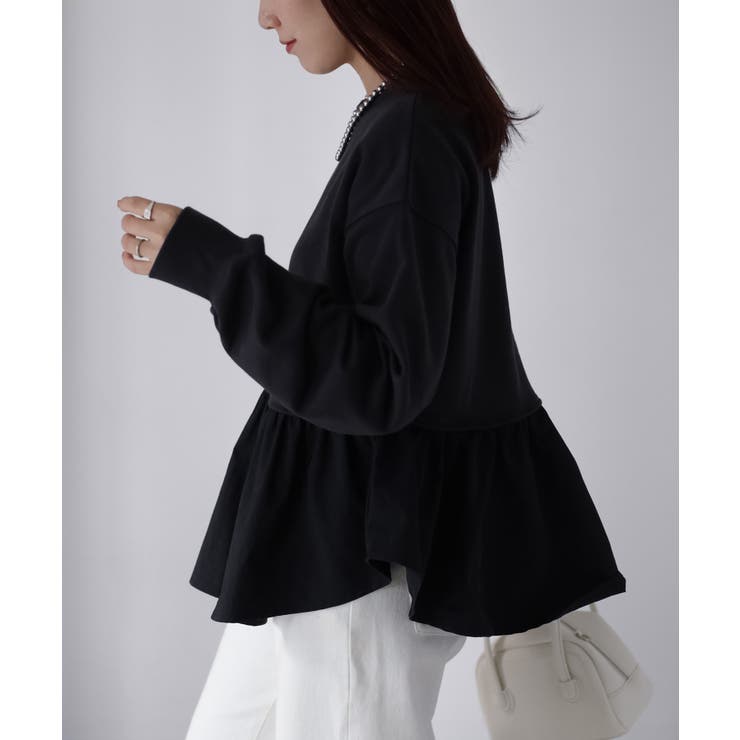 裏毛ペプラム異素材ドッキングスウェット | Riberry | 詳細画像13 