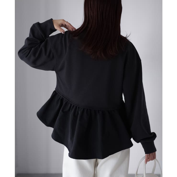 裏毛ペプラム異素材ドッキングスウェット | Riberry | 詳細画像14 