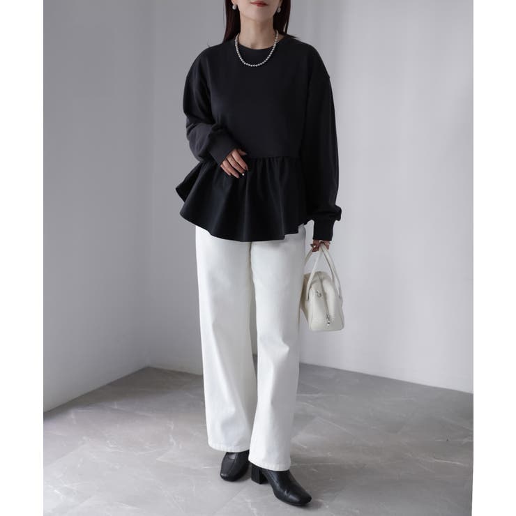 裏毛ペプラム異素材ドッキングスウェット | Riberry | 詳細画像15 