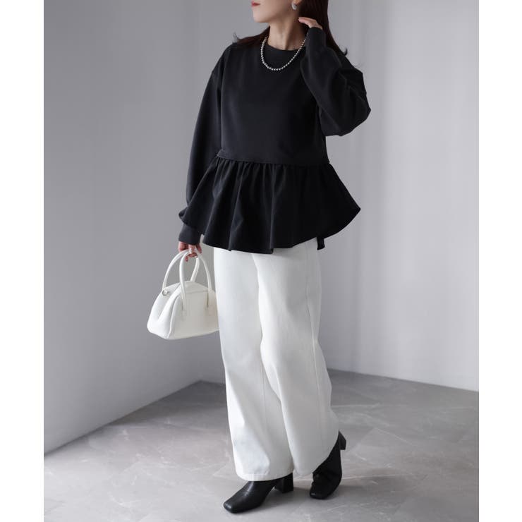 裏毛ペプラム異素材ドッキングスウェット | Riberry | 詳細画像16 