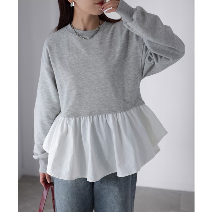 裏毛ペプラム異素材ドッキングスウェット | Riberry | 詳細画像20 