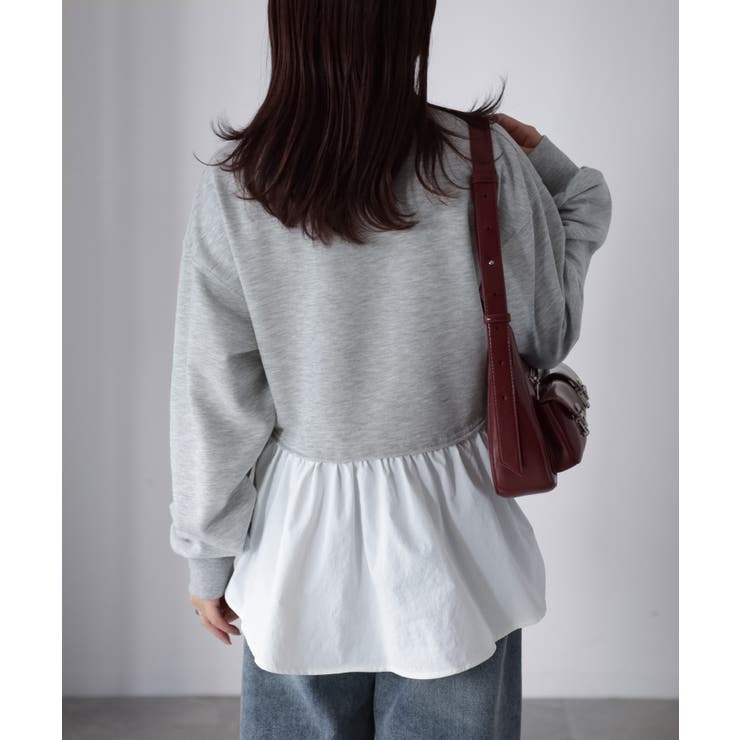 裏毛ペプラム異素材ドッキングスウェット | Riberry | 詳細画像22 