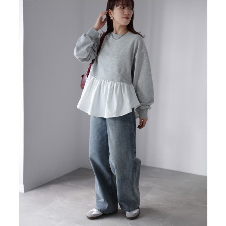 裏毛ペプラム異素材ドッキングスウェット | Riberry | 詳細画像23 