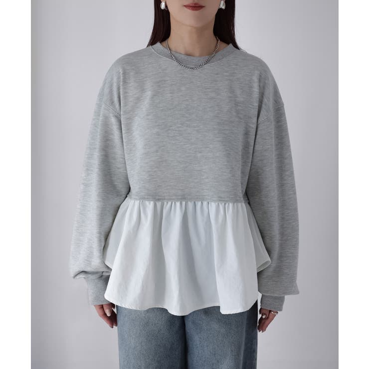 裏毛ペプラム異素材ドッキングスウェット | Riberry | 詳細画像25 