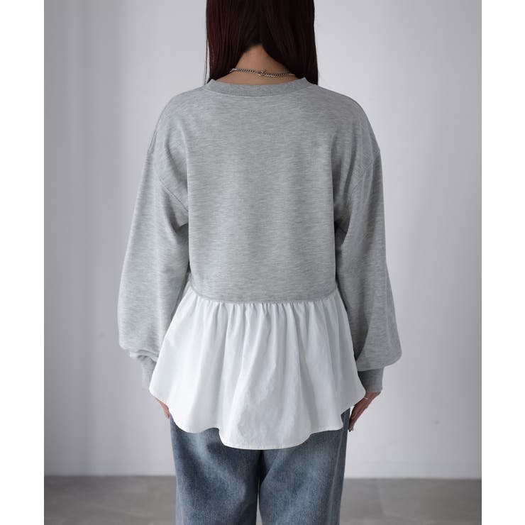 裏毛ペプラム異素材ドッキングスウェット | Riberry | 詳細画像27 