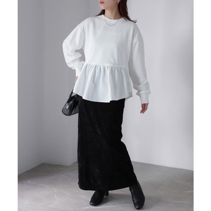 裏毛ペプラム異素材ドッキングスウェット | Riberry | 詳細画像8 