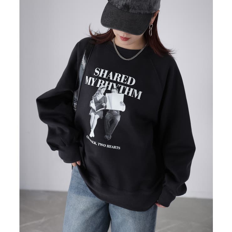 【体型カバー】裏起毛フォトプリントスウェット カジュアル 秋冬 | Riberry | 詳細画像1 